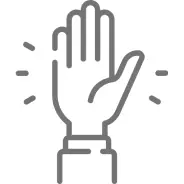 Frame 129 Illustration of a raised hand with lines indicating motion or emphasis.